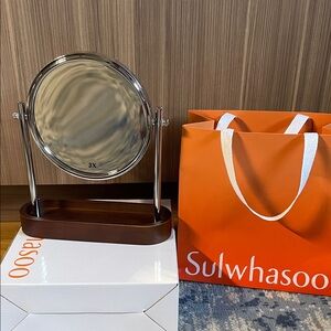 Sulwhasoo Silver Vanity Mirror with Brown Base
